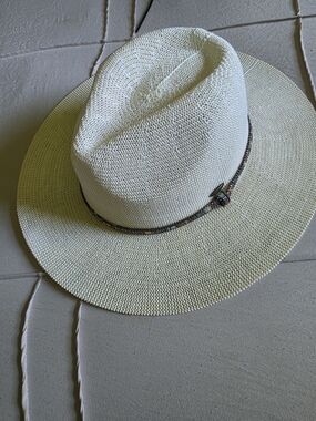 CC Boutique Cream Straw Fedora Hat with Braided Accent